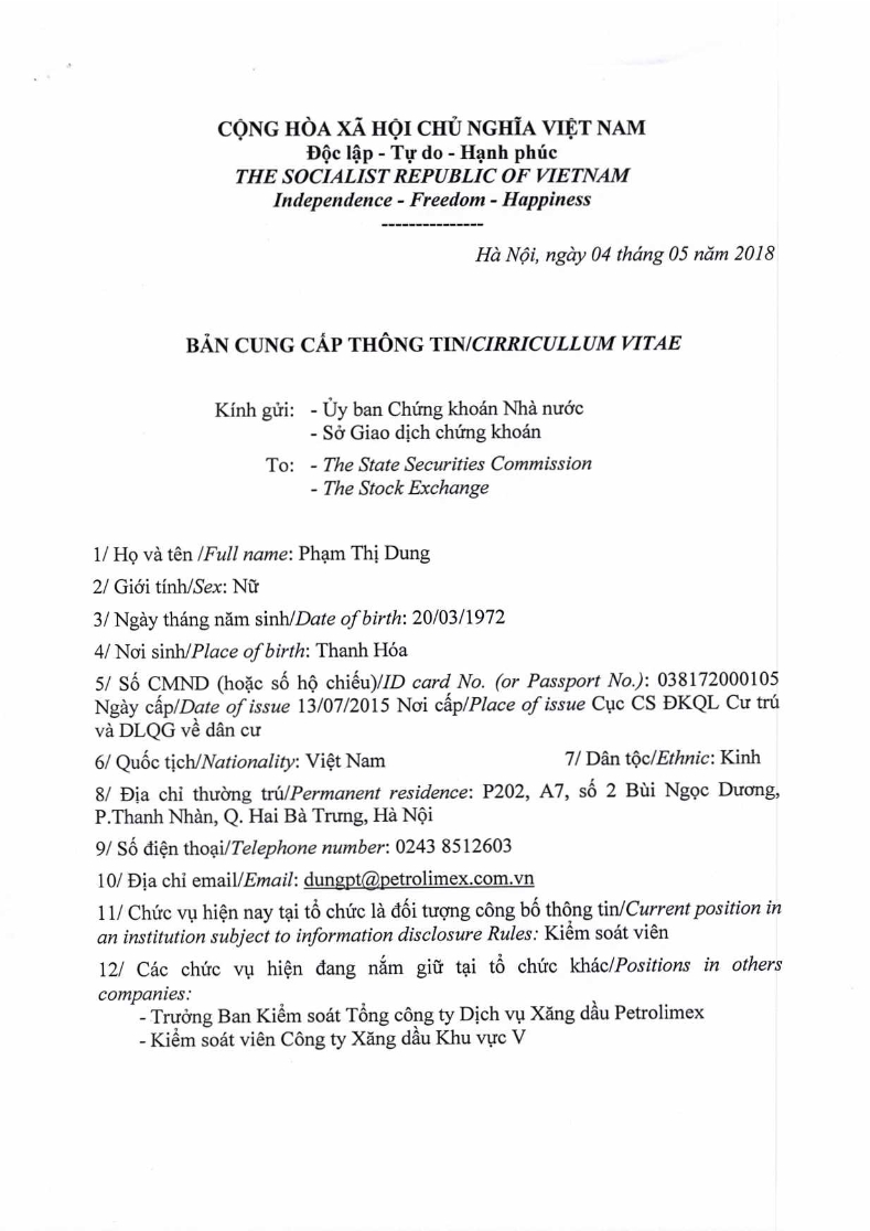 Bản cung cấp thông tin