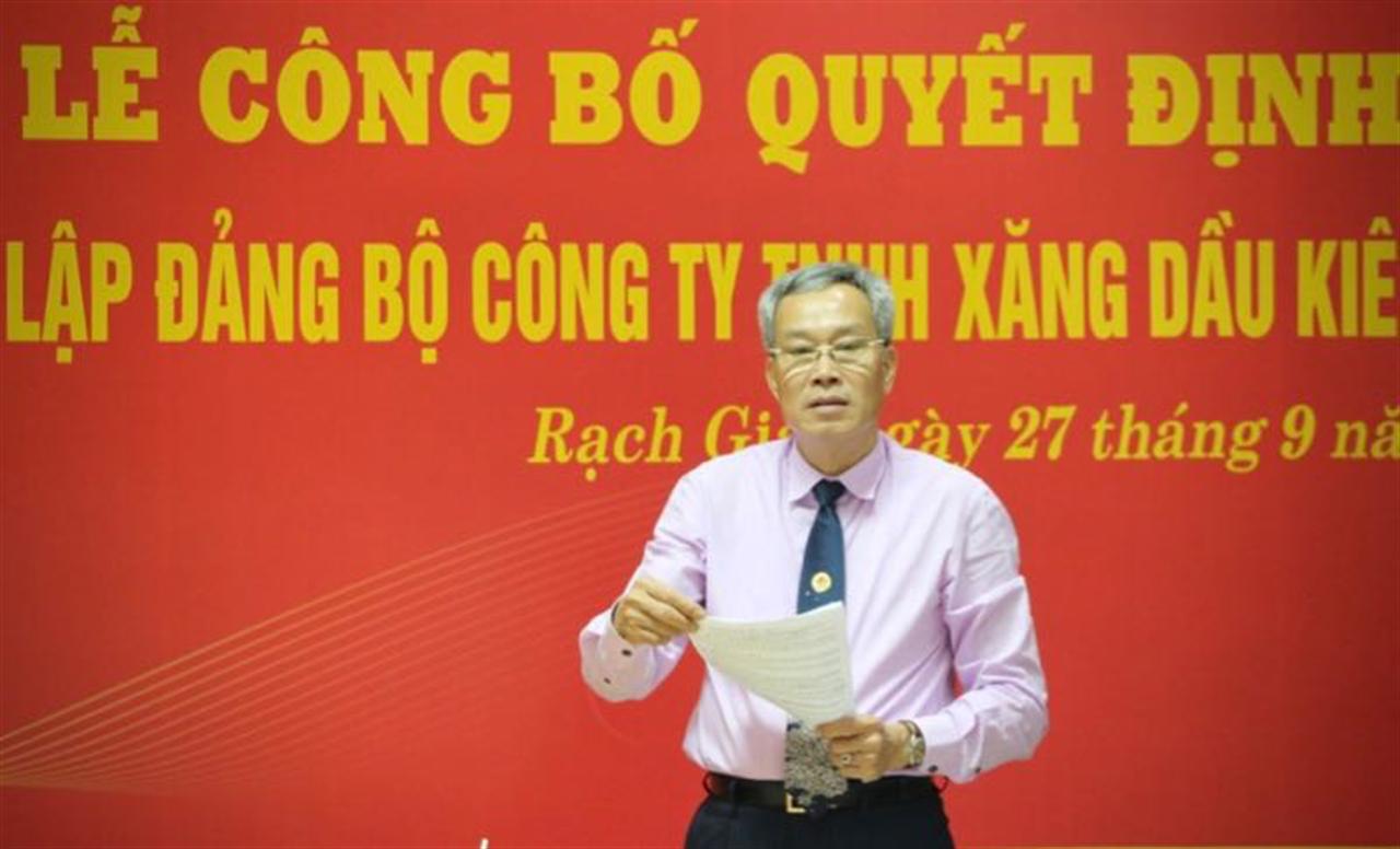 Công bố quyết định thành lập Đảng bộ cơ sở Petrolimex Kiên Giang