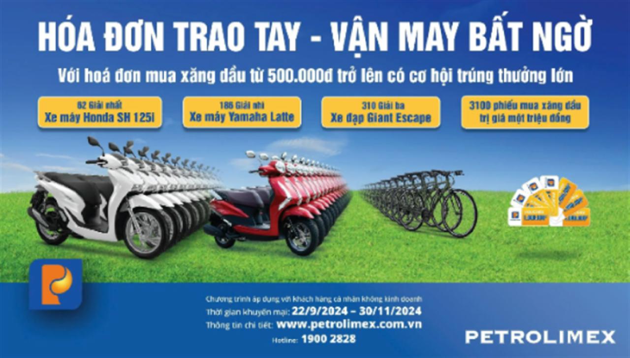 Ngày 10/12 Petrolimex sẽ quay số trúng thưởng chương trình khuyến mại “Hóa đơn trao tay - Vận may bất ngờ”