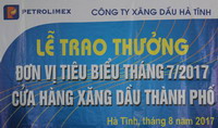 Petrolimex Hà Tĩnh: Vinh danh đơn vị tiêu biểu tháng 7 năm 2017