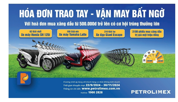 Petrolimex tri ân khách hàng với chương trình “Hóa đơn trao tay - Vận may bất ngờ”
