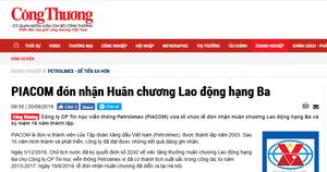 PIACOM đón nhận Huân chương Lao động hạng Ba