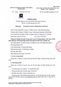 Thông báo về ngày đăng ký cuối cùng để thực hiện quyền tham dự Đại hội cổ đông năm 2023