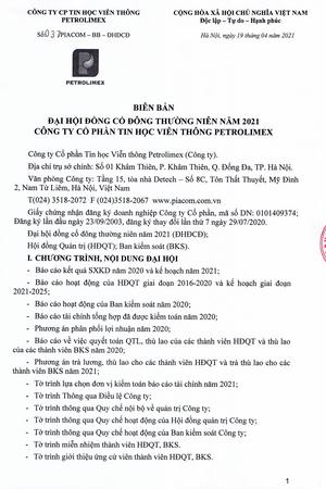 Biên bản Đại hội đồng cổ đông thường niên năm 2021