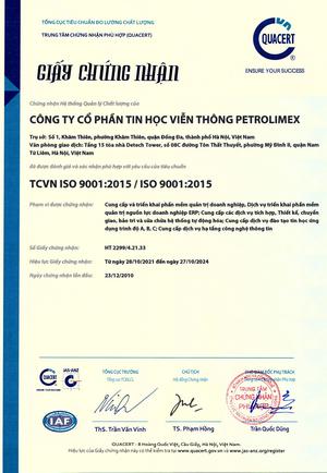 PIACOM tiếp tục được cấp chứng nhận ISO 9001:2015