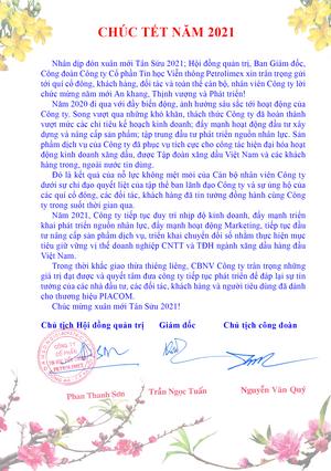 Thư Chúc mừng Năm mới - Xuân Tân Sửu 2021