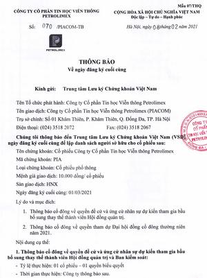 Ngày đăng ký cuối cùng để thực hiện quyền cổ đông