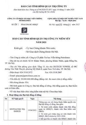 Báo cáo tình hình quản trị công ty niêm yết