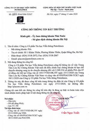 Công bố thông tin về việc: Điều chỉnh loại chứng khoán hạn chế chuyển nhượng sang tự do chuyển nhượng