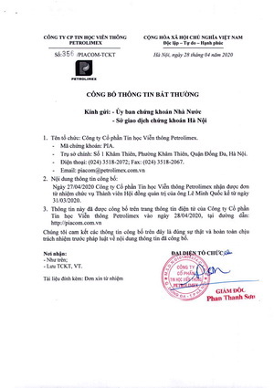 Ông Lê Minh Quốc xin từ nhiệm chức vụ Thành viên HĐQT kể từ ngày 31/03/2020