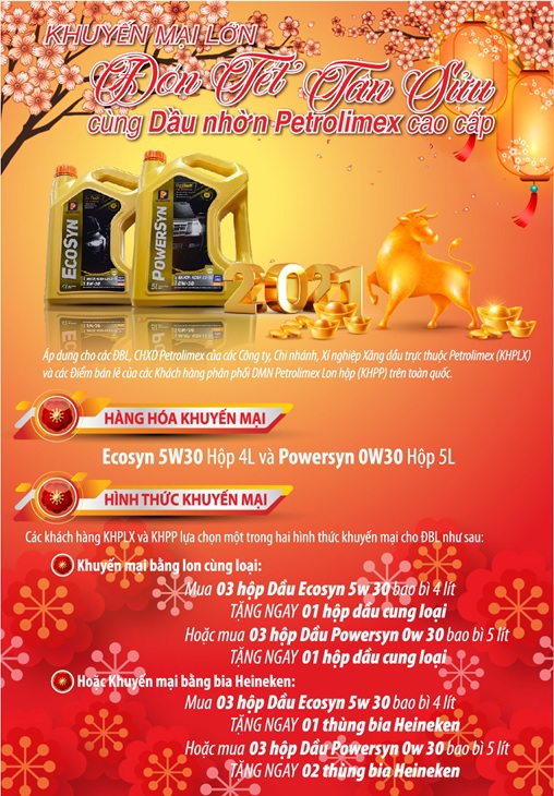 Khuyến mại lớn đón Tết Tân Sửu cùng Dầu nhờn Petrolimex cao cấp