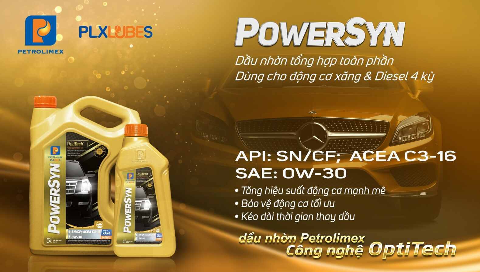 Dầu nhờn tổng hợp  POWERSYN được hãng MERCEDES – BENZ chứng nhận