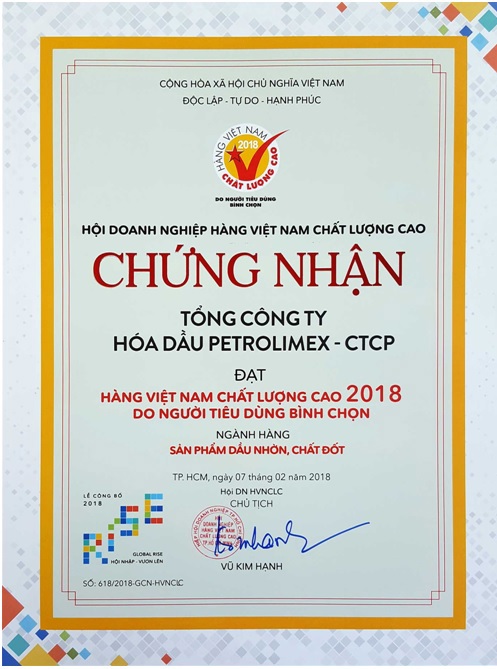PLC được trao chứng nhận Hàng Việt Nam chất lượng cao năm 2018