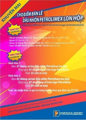 Khuyến mại Dầu mỡ nhờn Petrolimex Lon hộp Quý 2/2019