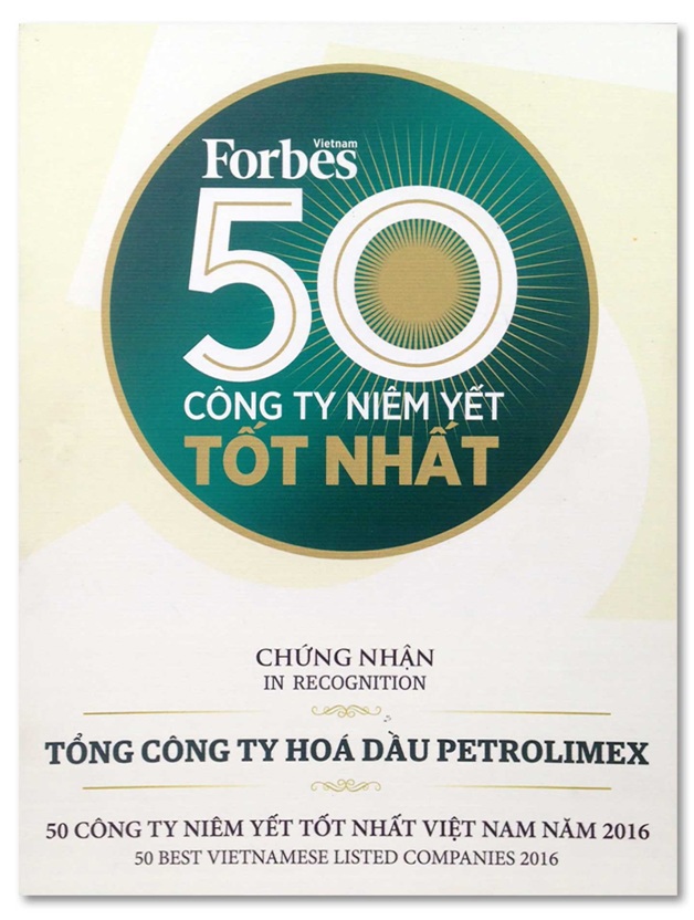 “PLC nhận kỷ niệm chương 50 công ty niêm yết tốt nhất Việt Nam 2016”