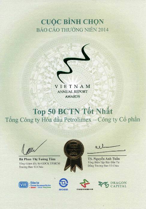 PLC được vinh danh Top 50 doanh nghiệp có Báo cáo thường niên tốt nhất năm 2014