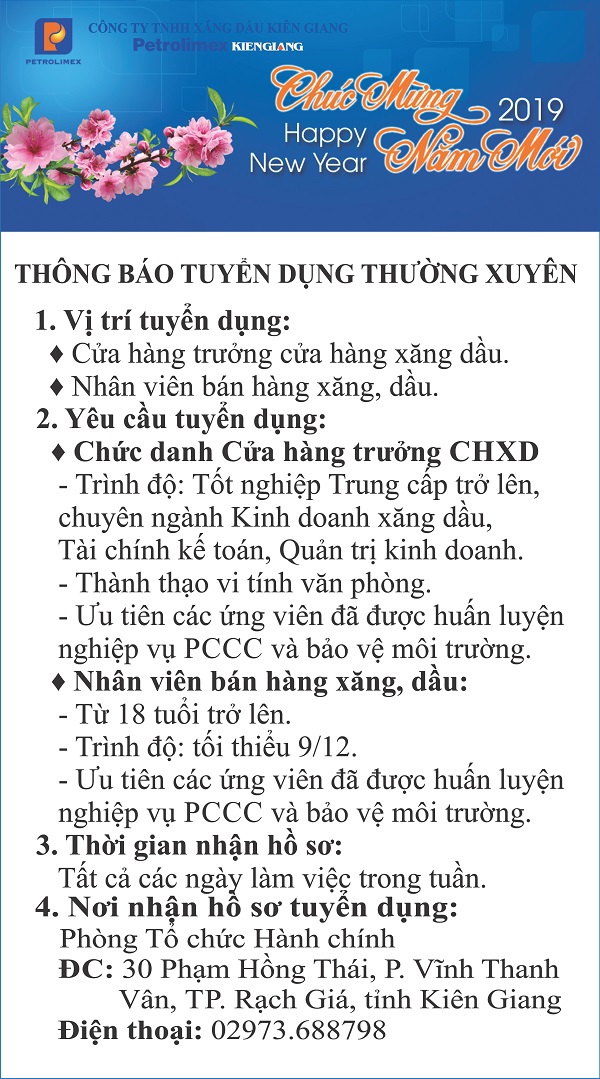 THÔNG BÁO TUYỂN DỤNG