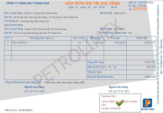 Petrolimex Thanh hóa Golive hóa đơn điện tử thành công trên toàn hệ thống