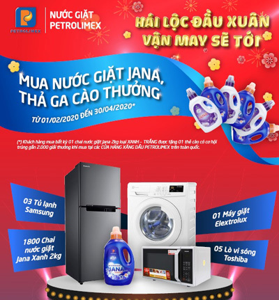Hái lộc đầu xuân khi mua Nước giặt Petrolimex, Jana