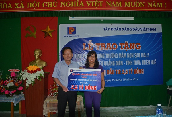 2,5 tỷ đồng tài trợ xây dựng Trường mầm non Sao Mai 2 tại Quảng Điền