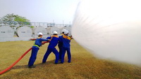 Petrolimex Lào diễn tập PCCC tại kho xăng dầu Vientiane