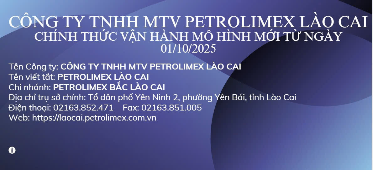 Công ty TNHH MTV Petrolimex Lào Cai chính thức vận hành mô hình mới từ ngày 01/10/2025