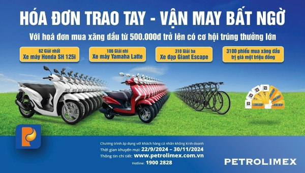 Petrolimex - Chương trình khuyến mại đặc biệt "Hóa đơn trao tay - Vận may bất ngờ"