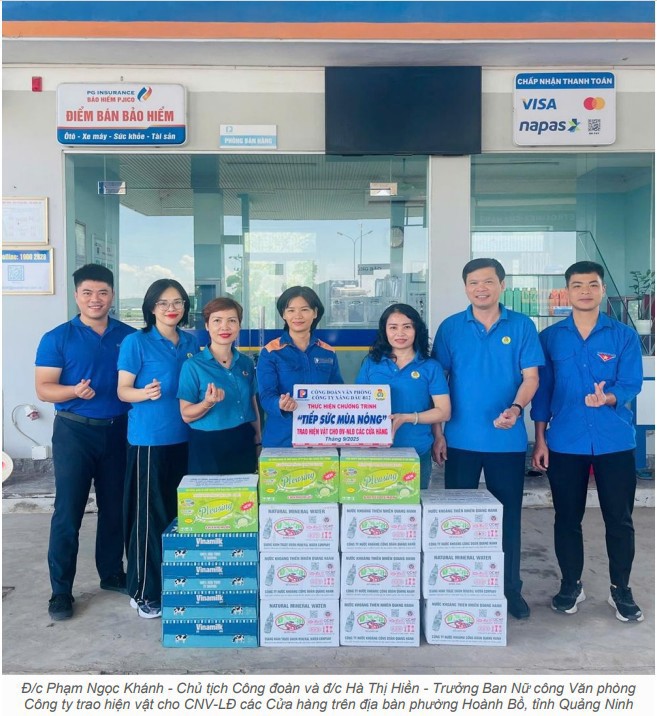 Công đoàn Văn phòng Công ty TNHH MTV Petrolimex Quảng Ninh triển khai chương trình "Tiếp sức mùa nóng" tháng 9/2025