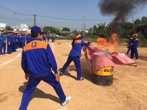 Thực tập PCCC hưởng ứng tháng ATVSLĐ năm 2019