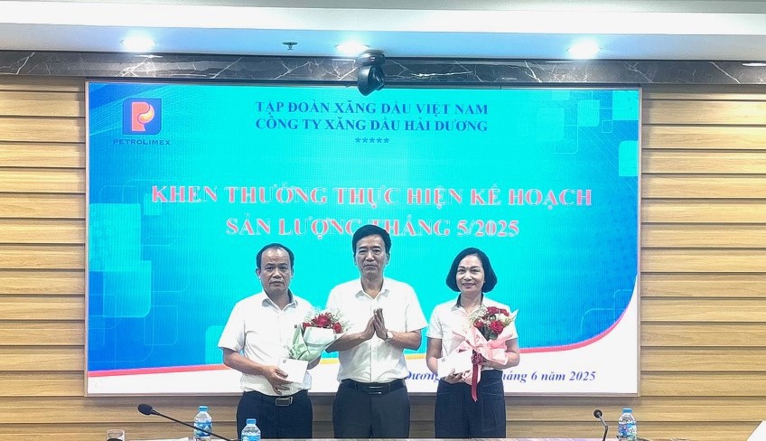 Công ty Xăng dầu Hải Dương khen thưởng các cửa hàng hoàn thành kế hoạch sản lượng tháng 5 năm 2025