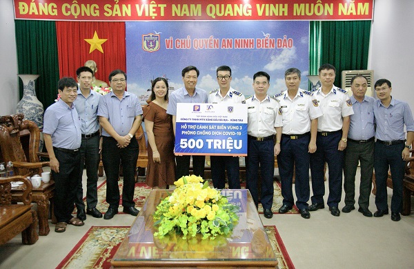 Petrolimex Bà Rịa- Vũng Tàu hỗ trợ Bộ Tư lệnh Vùng Cảnh sát biển 3 phòng chống dịch Covid-19
