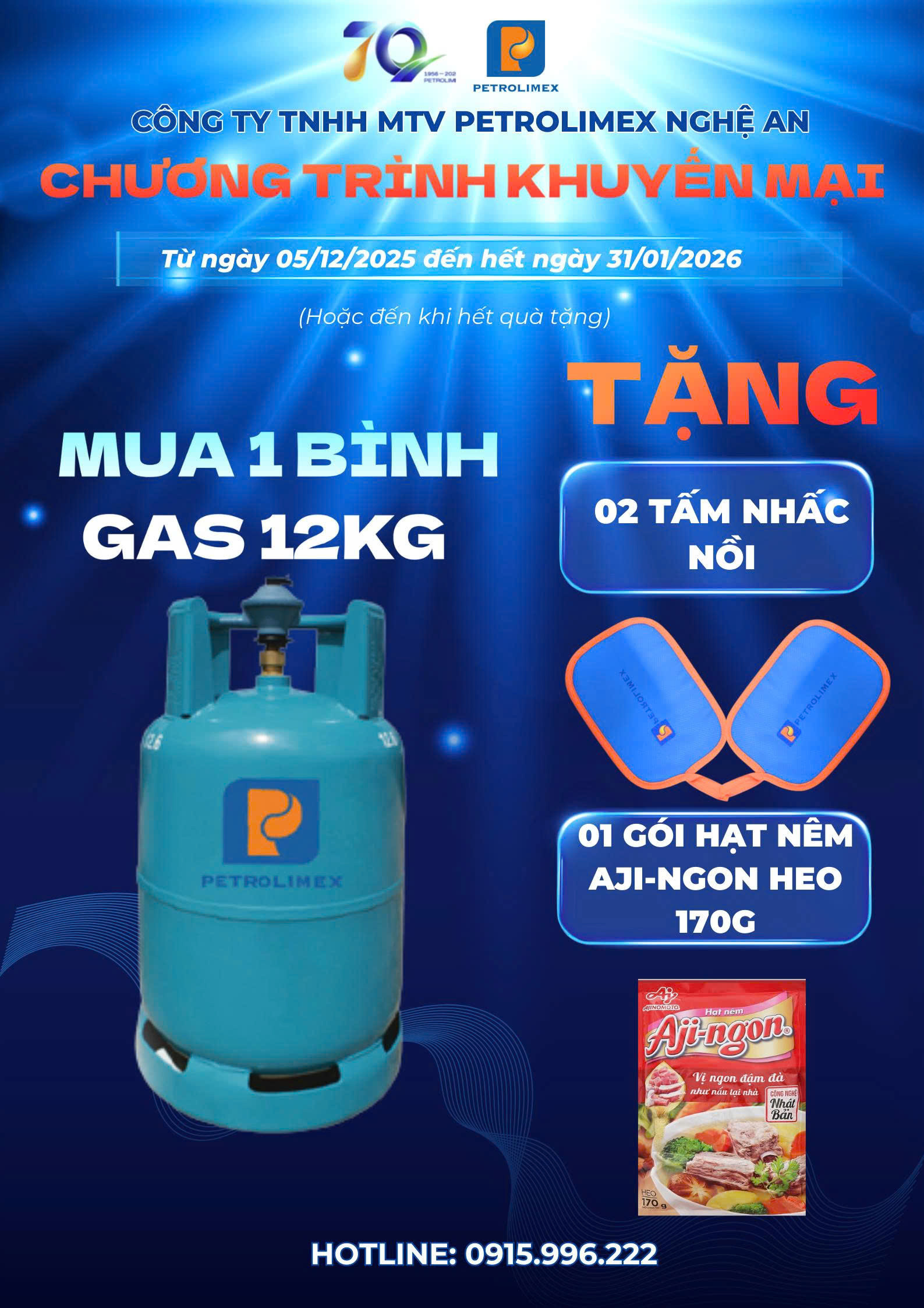 Chương trình khuyến mại dành cho khách hàng Gas Petrolimex bình 12kg
