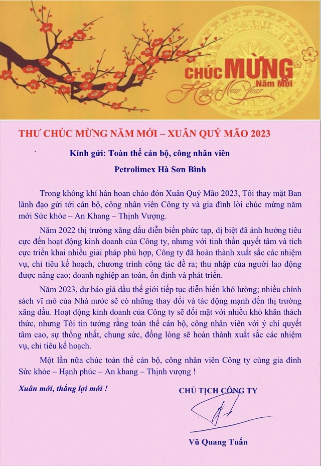 Thư chúc mừng năm mới - Xuân Quý Mão năm 2023