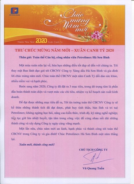 Thư chúc mừng năm mới - Xuân Canh Tý 2020