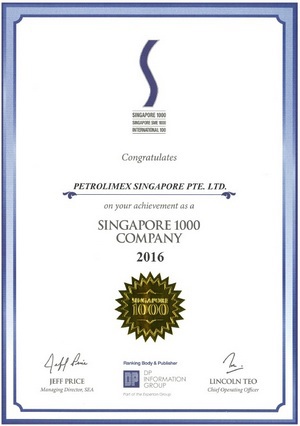 Petrolimex Singapore ranks among Singapore SME 1000 for the 3rd year